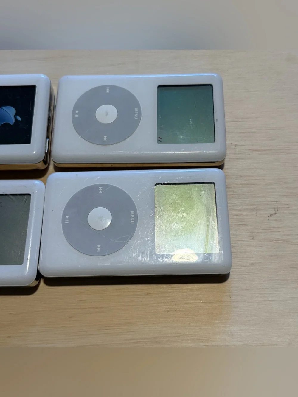 Lot Of 4 Apple iPod Model-A1059/1099 20-60GB BROKEN White For Parts/Repair Read